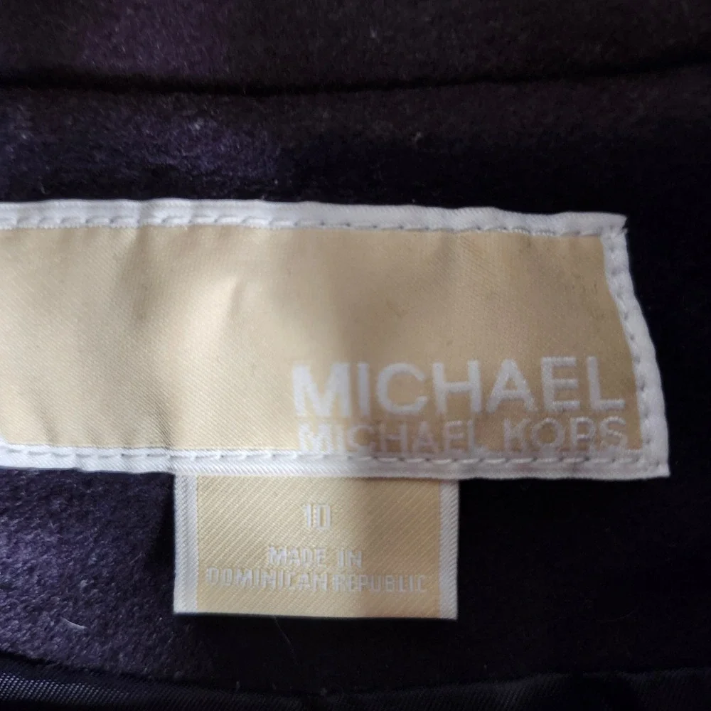 Michael Kors Purple Double Breasted‎ Hooded Wool Blend Coat Women 10 Designer